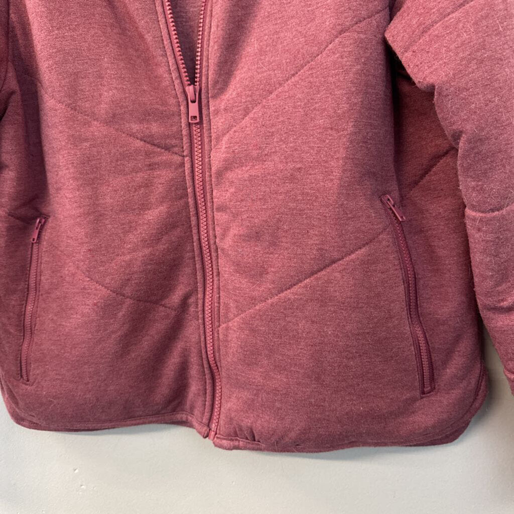 Three Dots Burgundy Quilted Zip Up Jacket Small