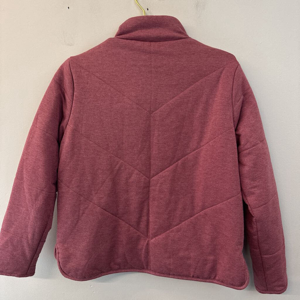 Three Dots Burgundy Quilted Zip Up Jacket Small