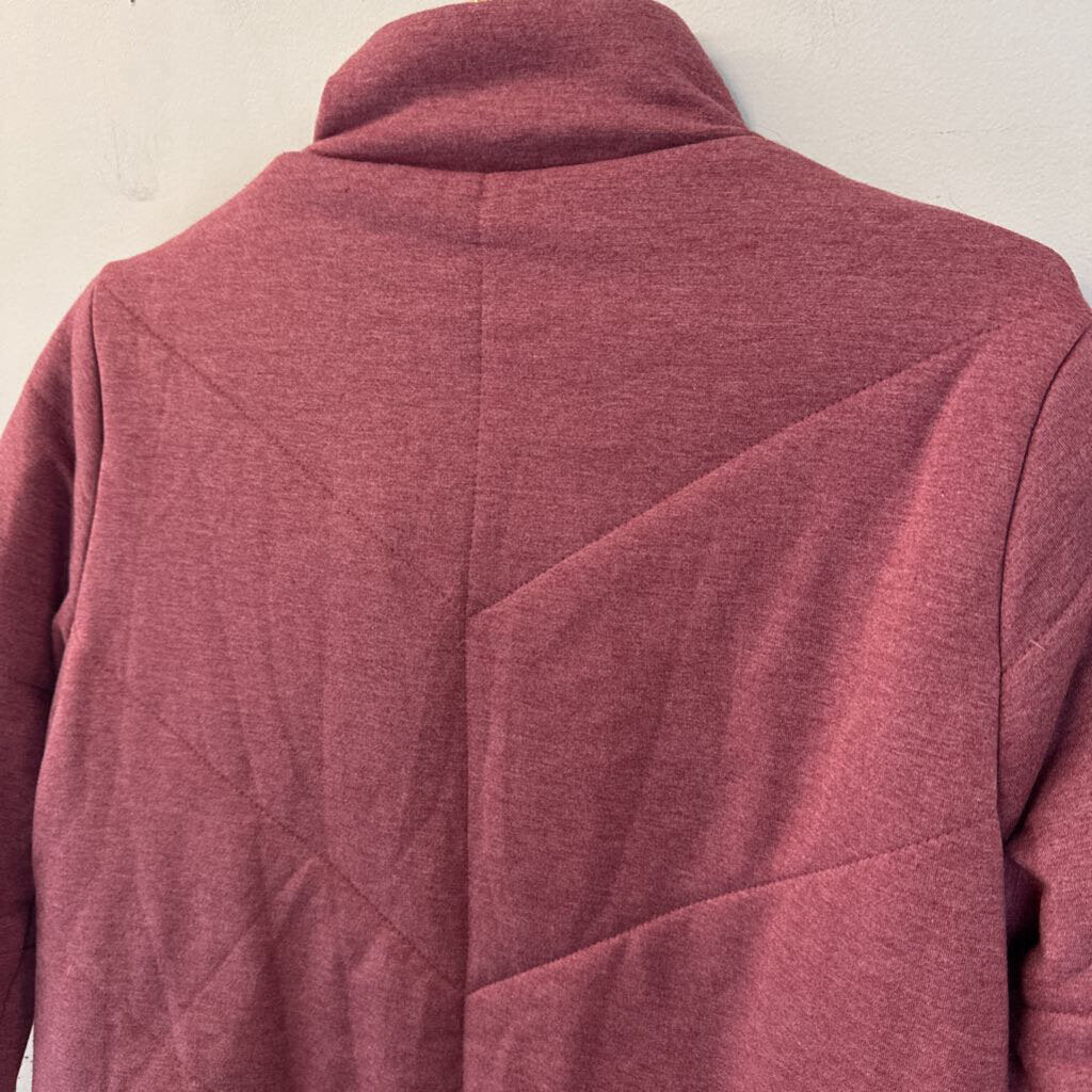 Three Dots Burgundy Quilted Zip Up Jacket Small