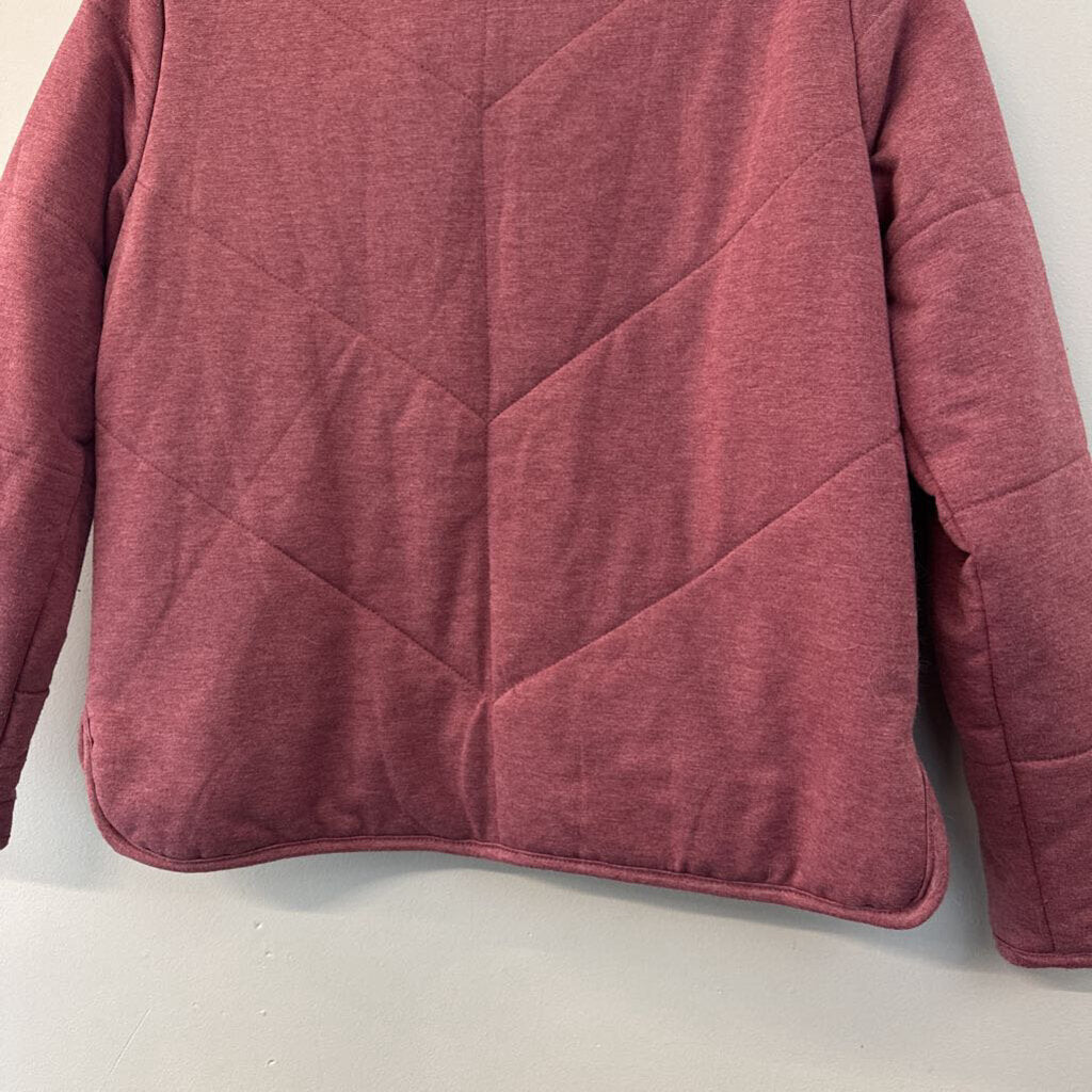 Three Dots Burgundy Quilted Zip Up Jacket Small