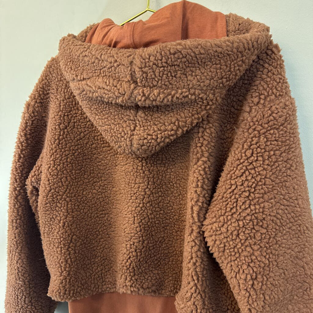 Fabletics Brown Fuzzy Sherpa Long Sleeve Zip Up Jacket Medium