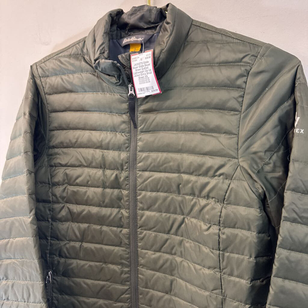 Eddie Bauer Green Quilted Lightweight Zip Up Jacket Extra Small