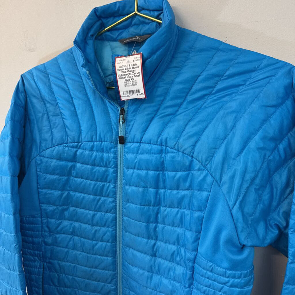 Eddie Bauer Blue Quilted Lightweight Zip Up Jacket Extra Small