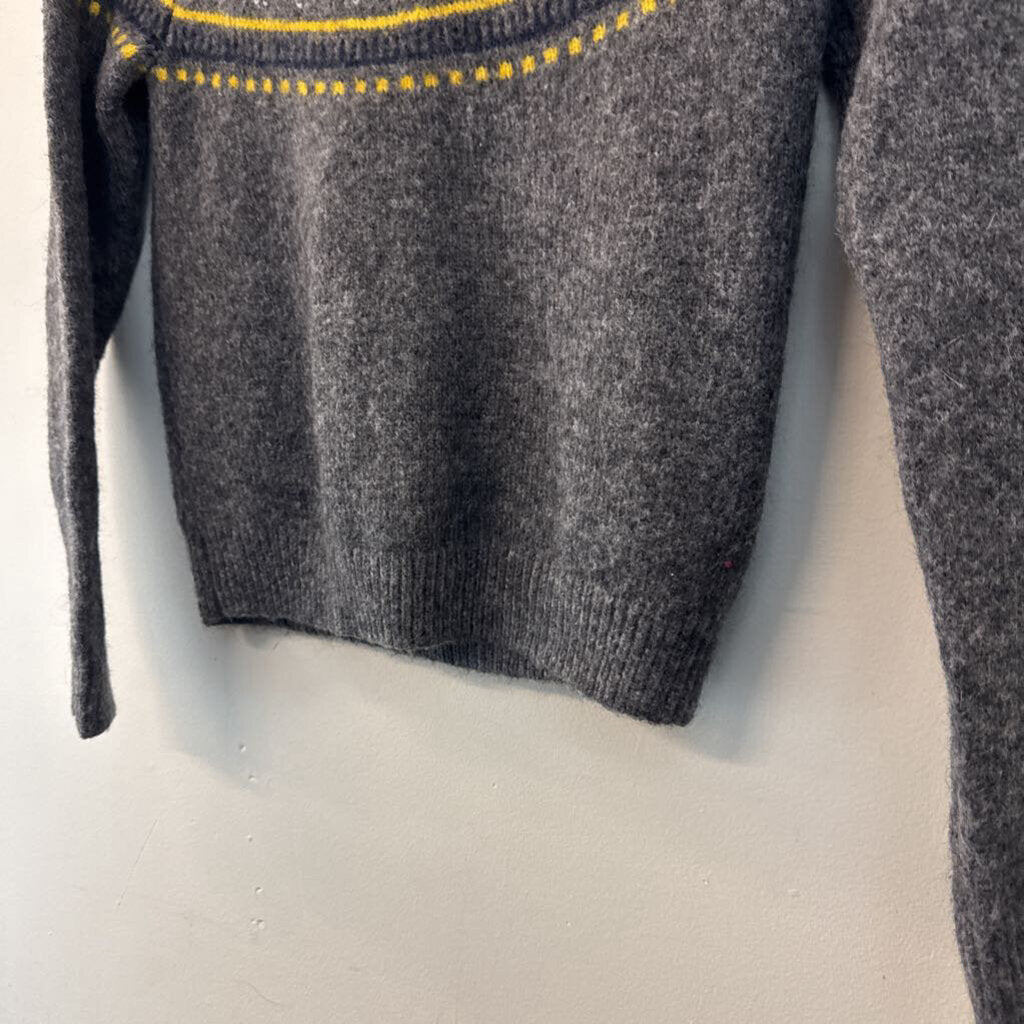 Gap Grey/ Multi Print Long Sleeve Sweater Top Small
