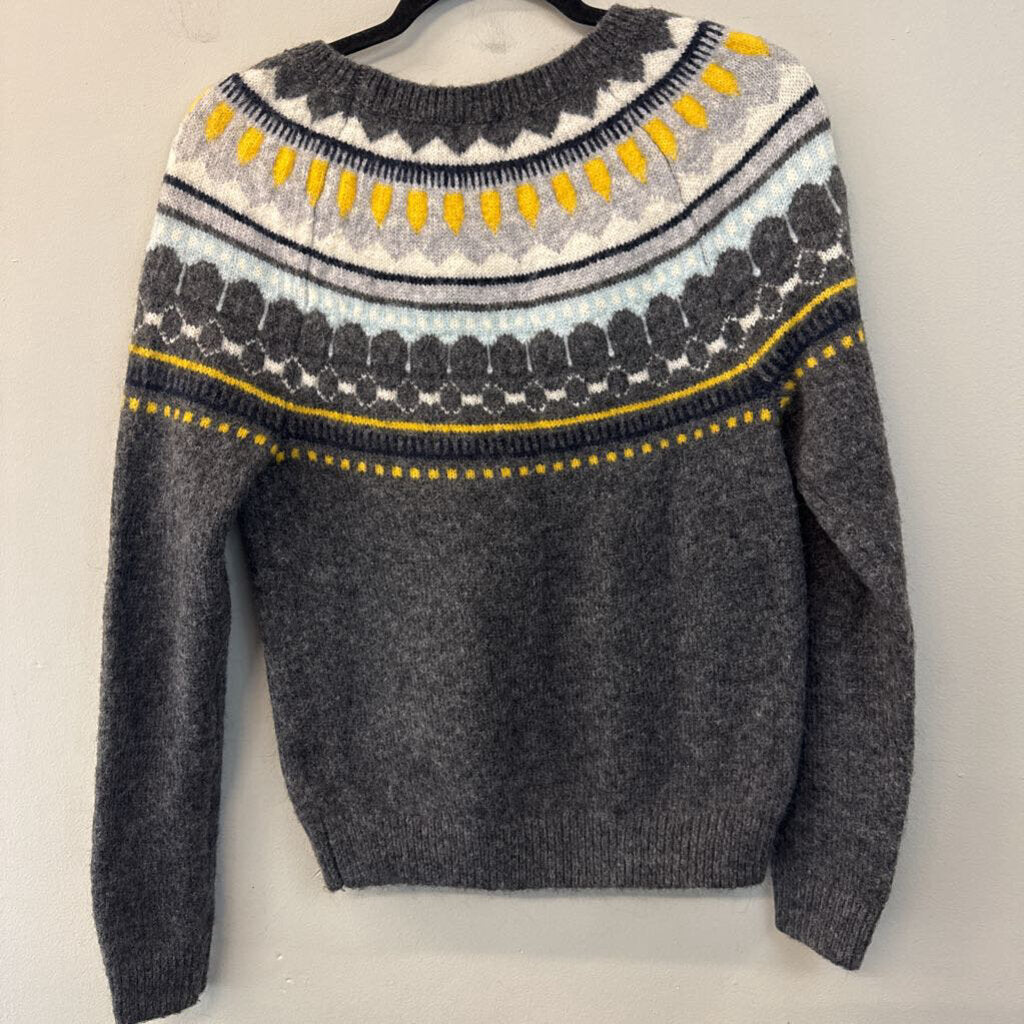Gap Grey/ Multi Print Long Sleeve Sweater Top Small
