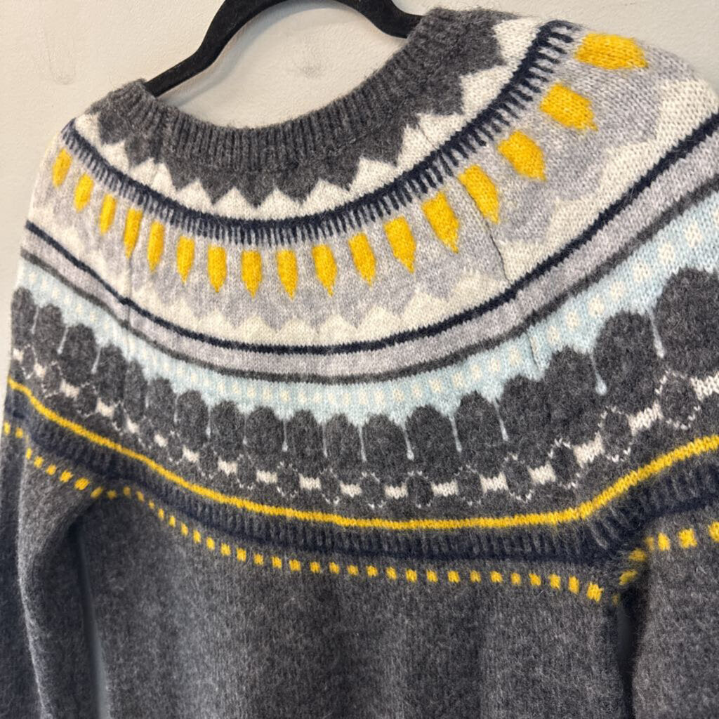 Gap Grey/ Multi Print Long Sleeve Sweater Top Small