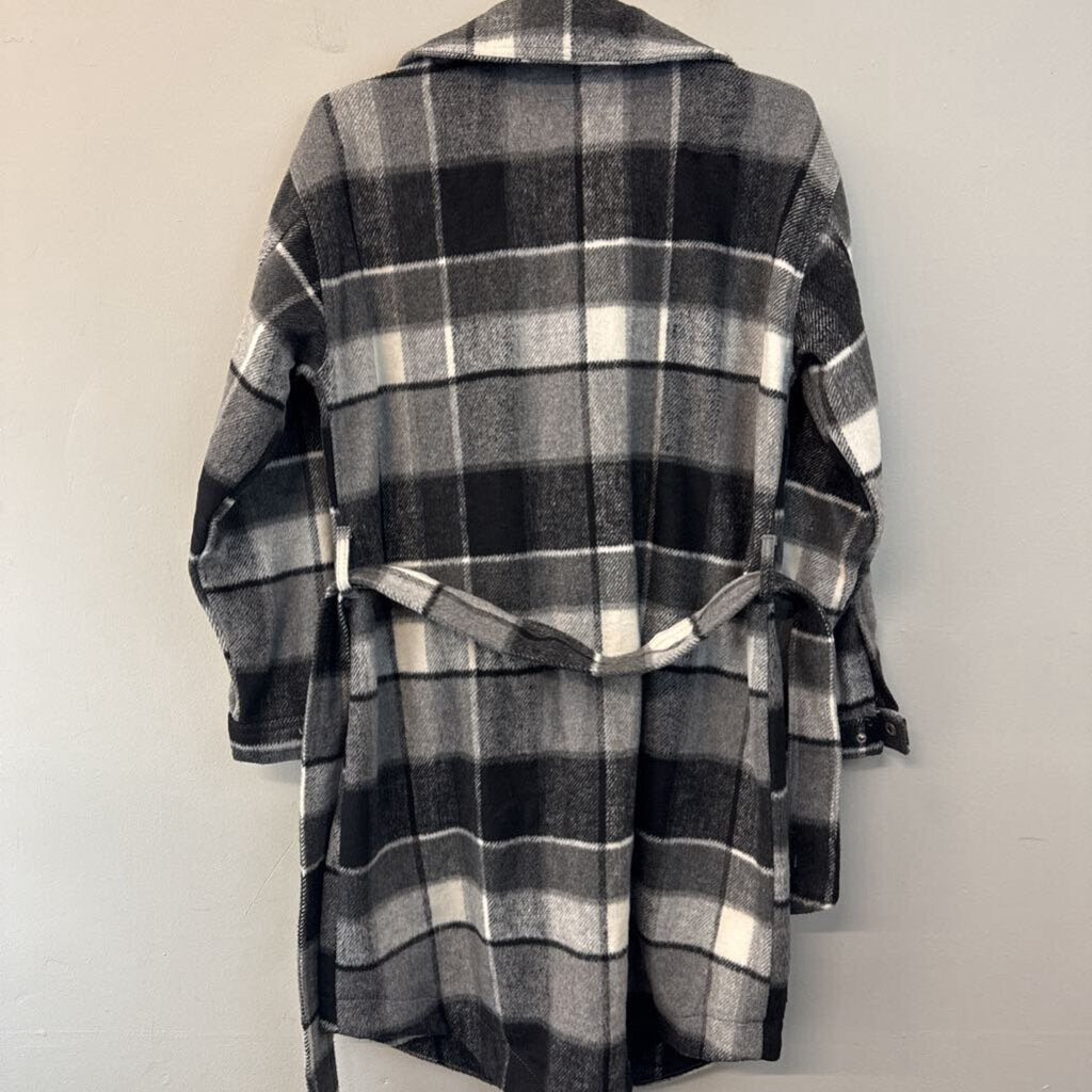 Blank NYC Grey/ White Plaid Soft Long Tie Waist Jacket Small