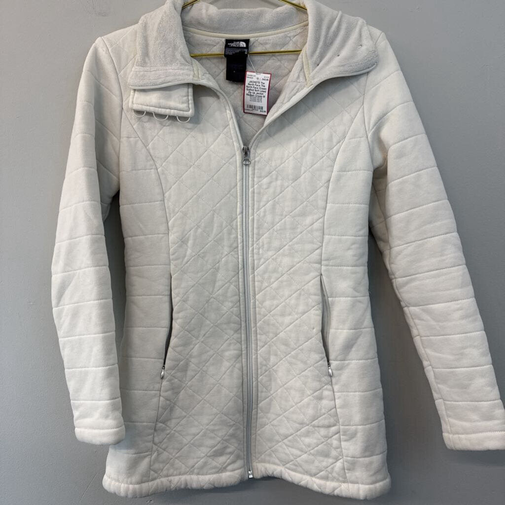 The North Face Cream Quilted Soft Lined Zip Up Jacket Medium