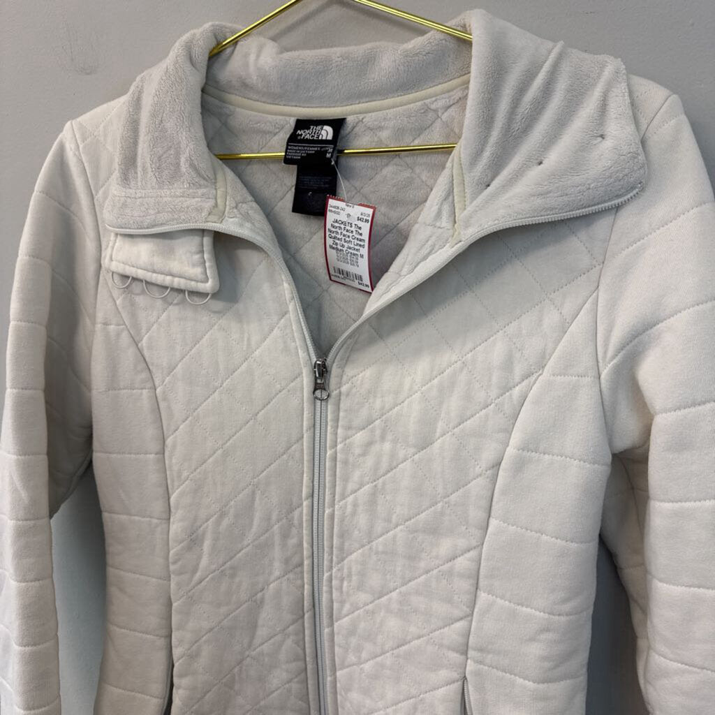 The North Face Cream Quilted Soft Lined Zip Up Jacket Medium