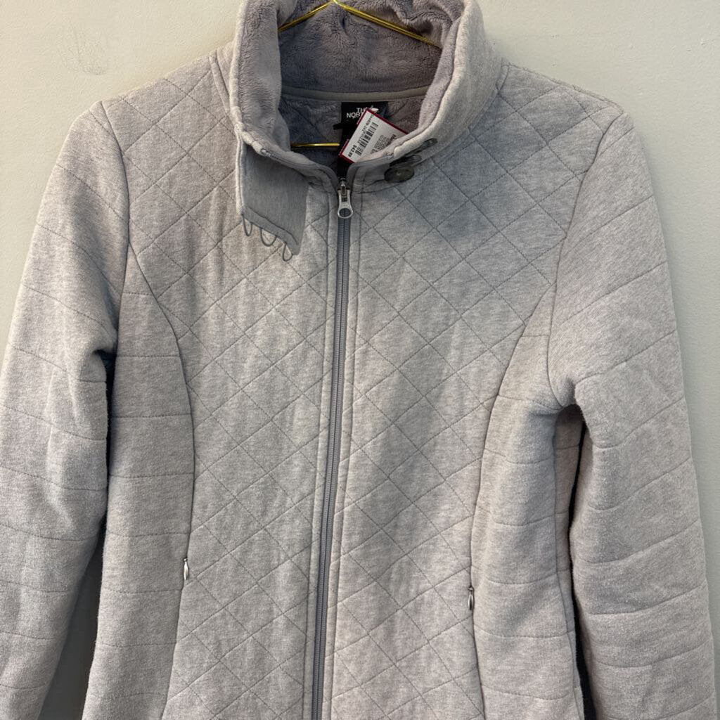 The North Face Grey Quilted Soft Lined Zip Up Jacket Medium