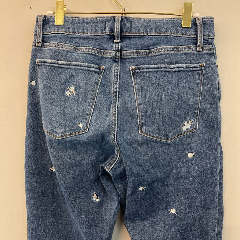 Abercrombie and Fitch Dark Wash Embroidered Flower Simone Jeans 29