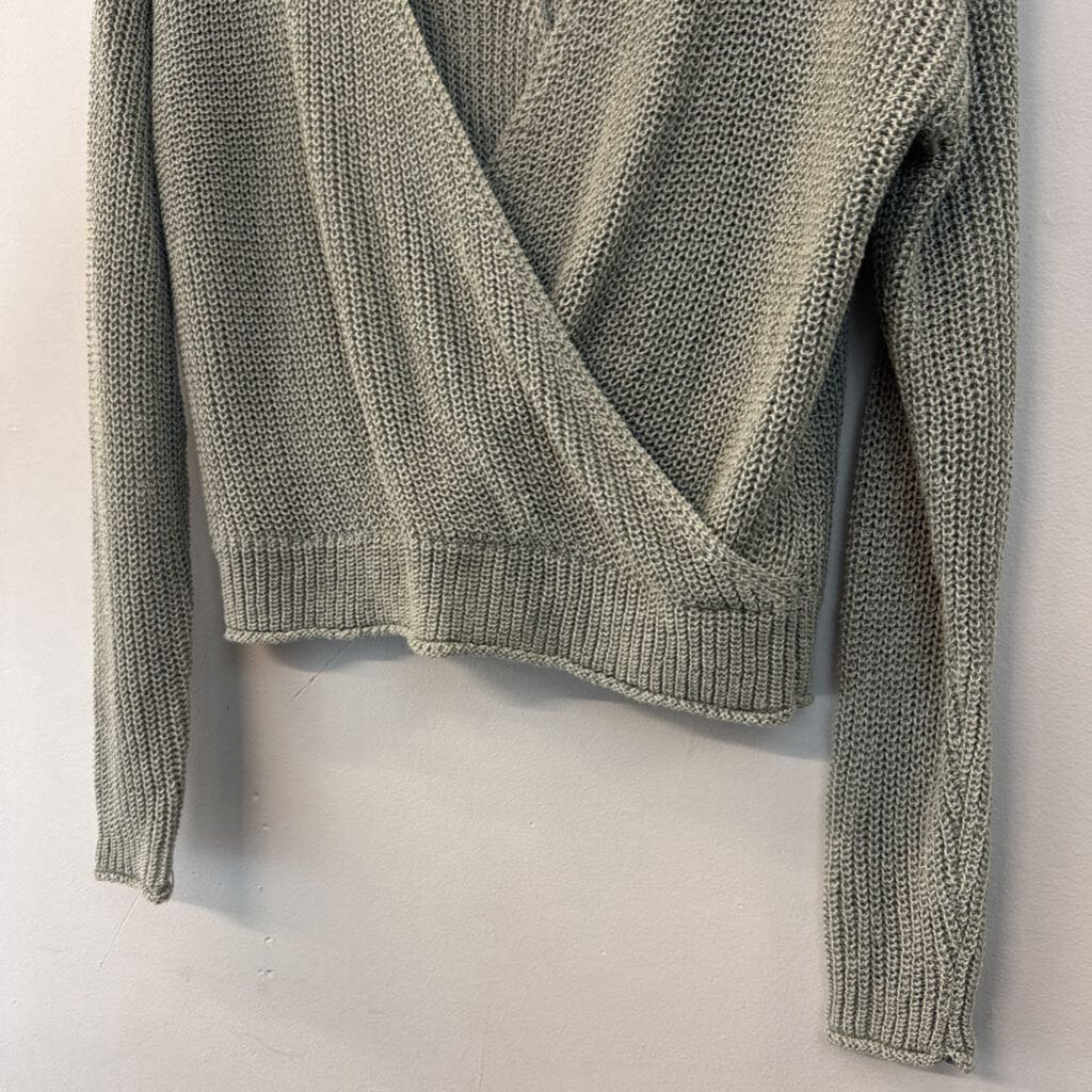Moon and Madison Green Knit V Neck Sweater Top Small