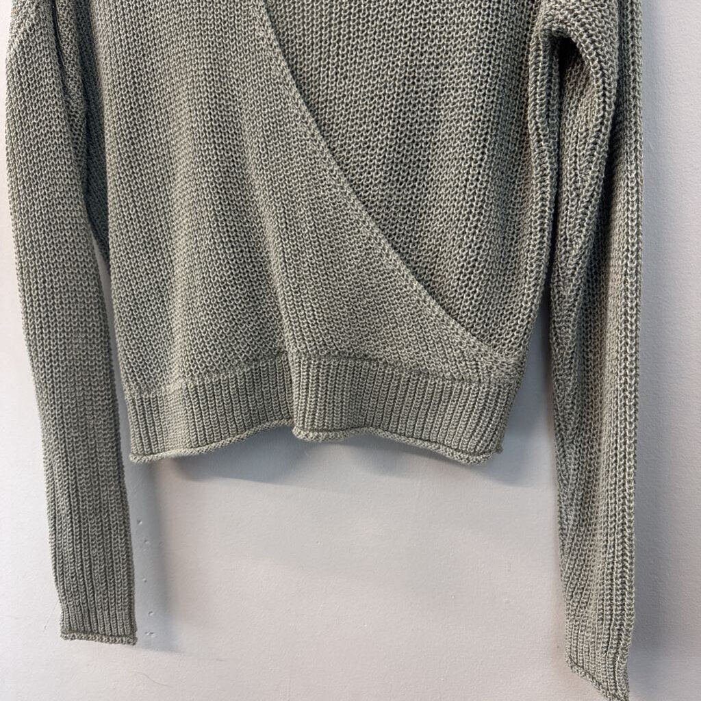 Moon and Madison Green Knit V Neck Sweater Top Small
