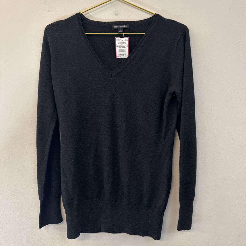 Harve Bernard Black Long Sleeve Sweater Top Large