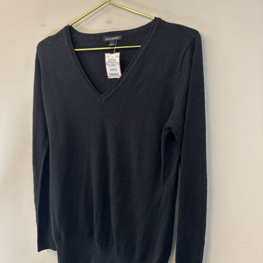 Harve Bernard Black Long Sleeve Sweater Top Large