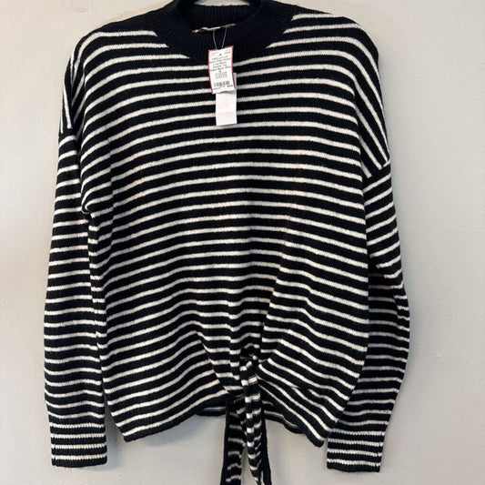 Loft Black/ White Striped Long Sleeve Sweater Top Medium