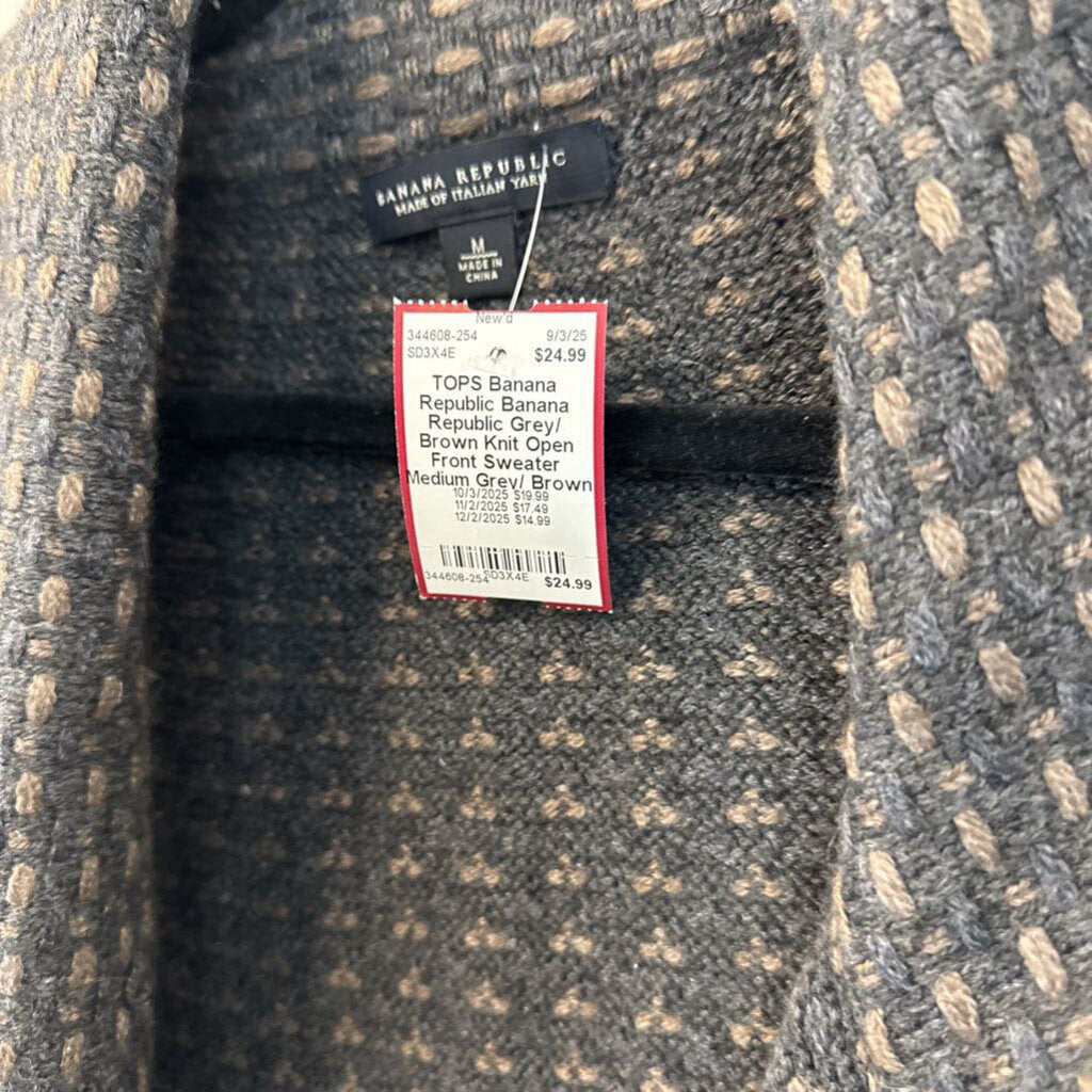 Banana Republic Grey/ Brown Knit Open Front Sweater Medium