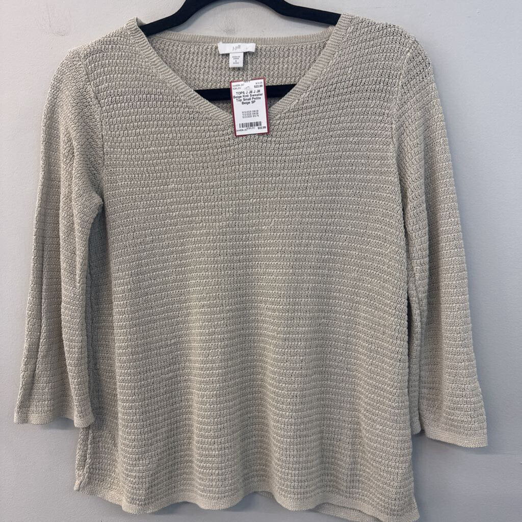 J Jill Beige Knit Sweater Top Small Petite