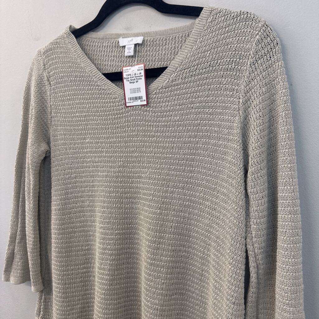 J Jill Beige Knit Sweater Top Small Petite