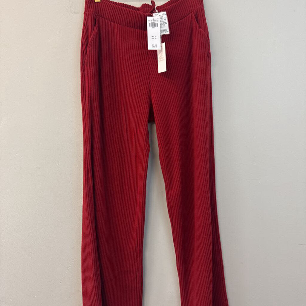 Abercrombie and Fitch Red Ribbed Wide Leg Lounge Pants Small