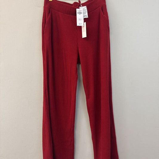 Abercrombie and Fitch Red Ribbed Wide Leg Lounge Pants Small