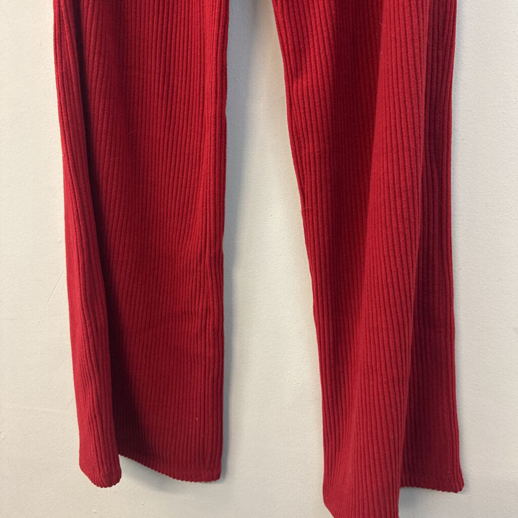 Abercrombie and Fitch Red Ribbed Wide Leg Lounge Pants Small