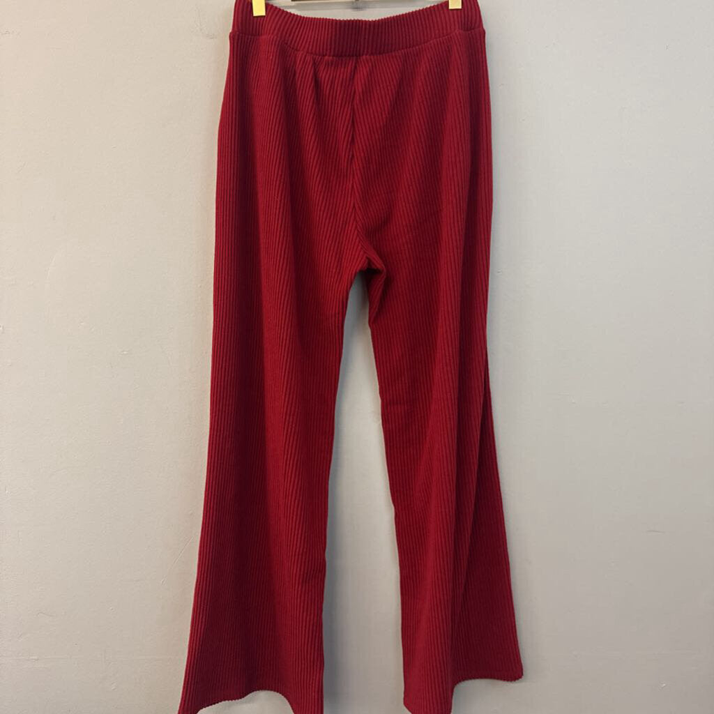 Abercrombie and Fitch Red Ribbed Wide Leg Lounge Pants Small