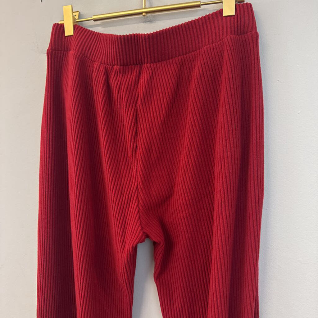 Abercrombie and Fitch Red Ribbed Wide Leg Lounge Pants Small