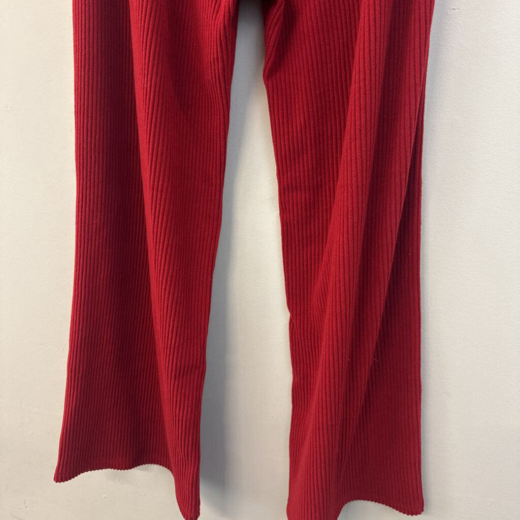 Abercrombie and Fitch Red Ribbed Wide Leg Lounge Pants Small