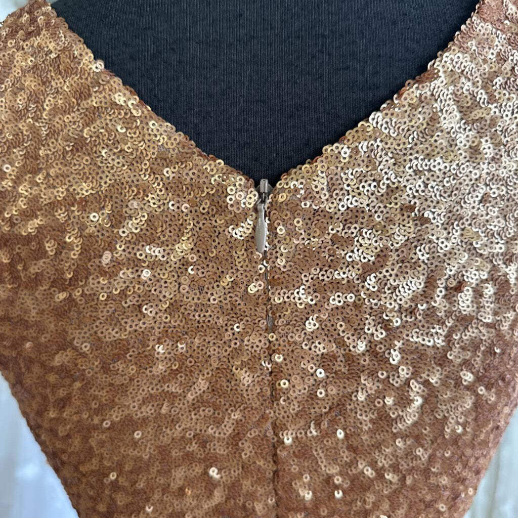 Dress The Population Gold Sequin Midi Dress Extra Small