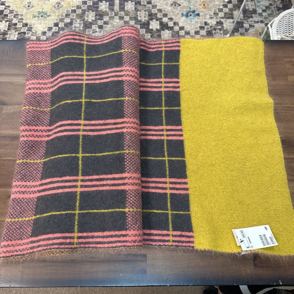 Yellow/ Grey/ Pink Plaid Scarf