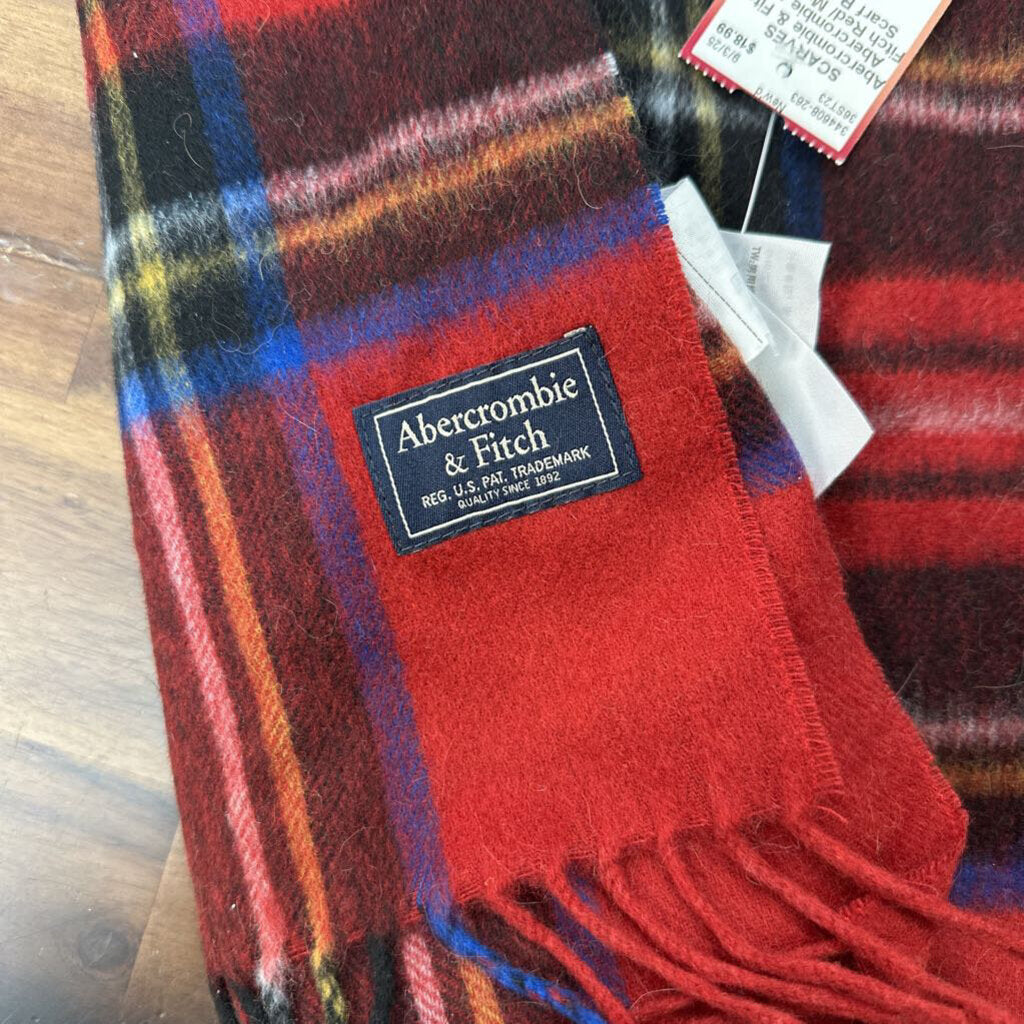 Abercrombie and Fitch Red/ Multi Plaid Scarf