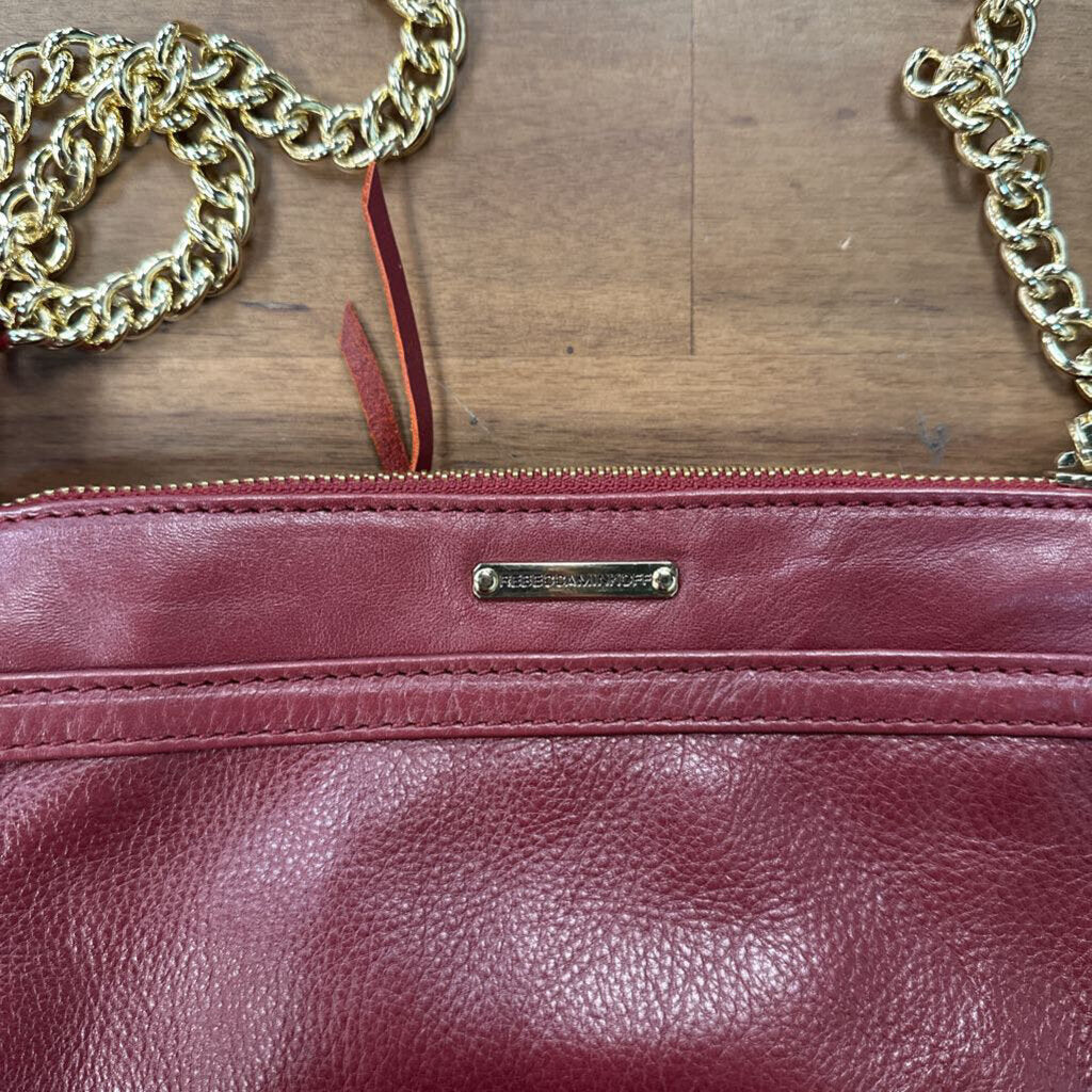 Rebecca Minkoff Burgundy Leather Gold Detail Crossbody Purse