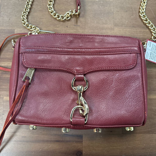 Rebecca Minkoff Burgundy Leather Gold Detail Crossbody Purse