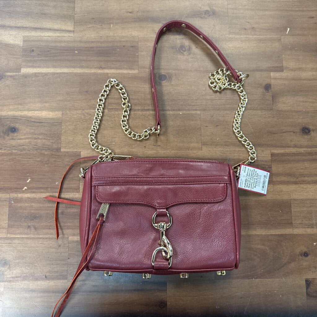 Rebecca Minkoff Burgundy Leather Gold Detail Crossbody Purse