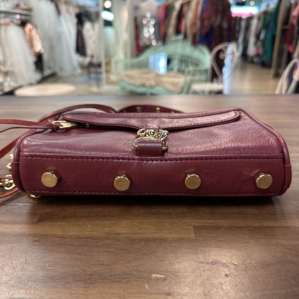 Rebecca Minkoff Burgundy Leather Gold Detail Crossbody Purse