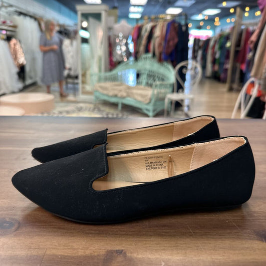 Madden Girl Black Suede Point Toe Flats 7
