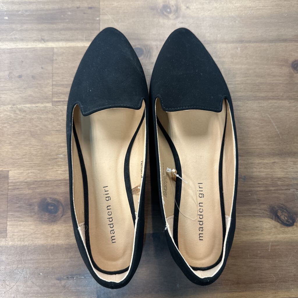 Madden Girl Black Suede Point Toe Flats 7