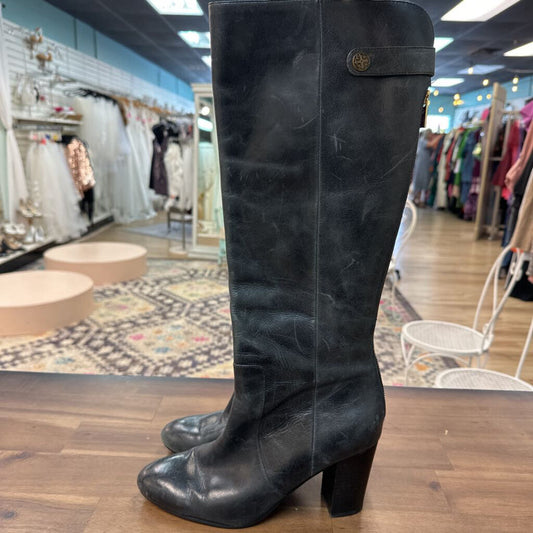 Isola Grey Distressed Leather Tall Boots 8.5