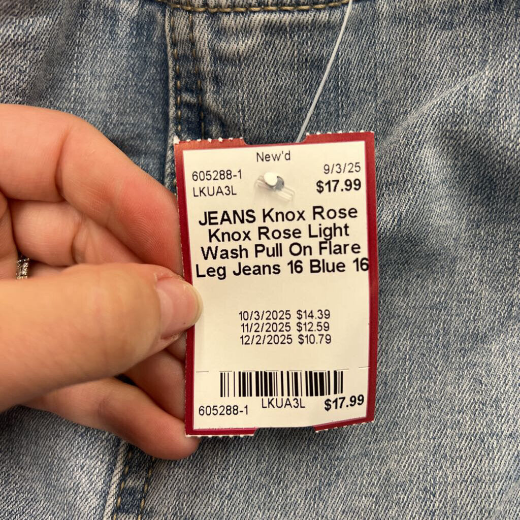 Knox Rose Light Wash Pull On Flare Leg Jeans 16