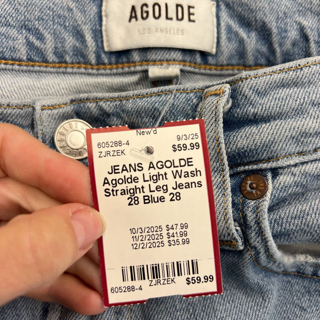 Agolde Light Wash Straight Leg Jeans 28