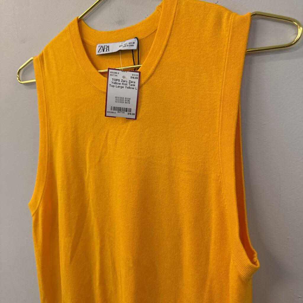 Zara Yellow Knit Tank Top Large