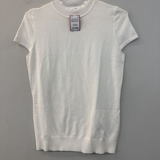 Cielo White Mock Neck Short Sleeve Top Medium