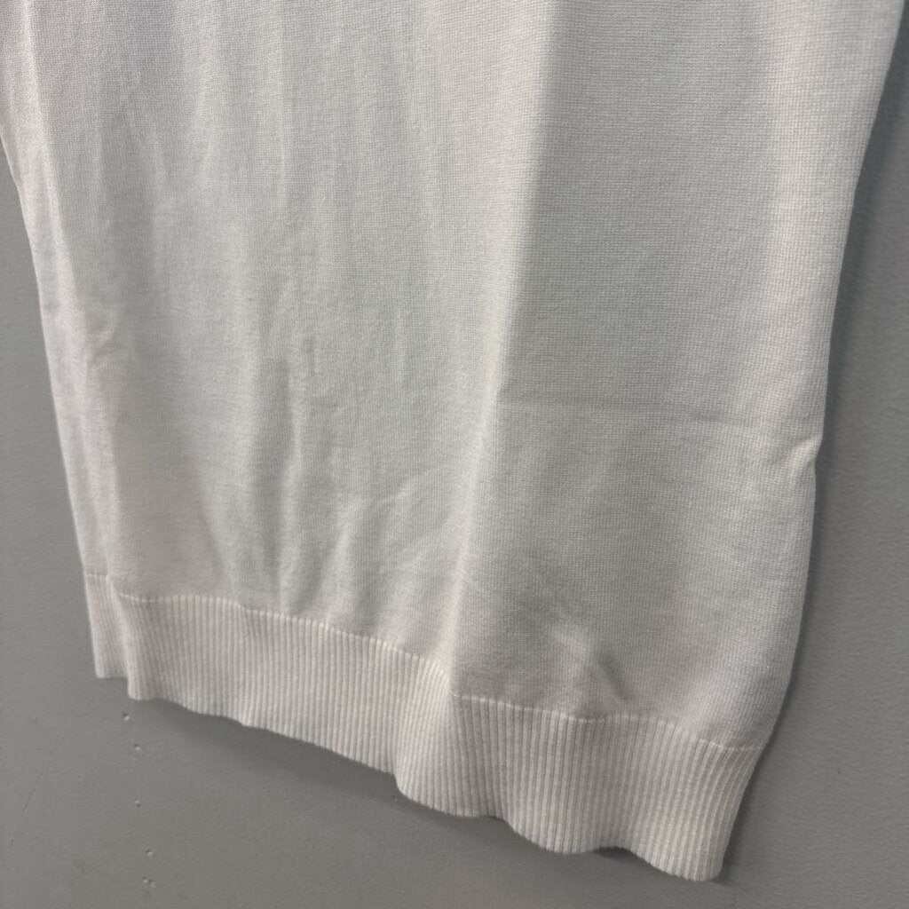 Cielo White Mock Neck Short Sleeve Top Medium