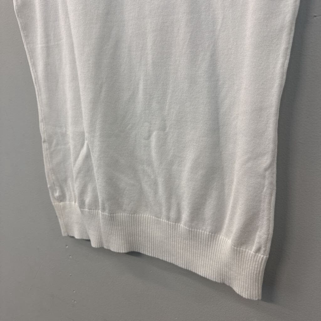 Cielo White Mock Neck Short Sleeve Top Medium
