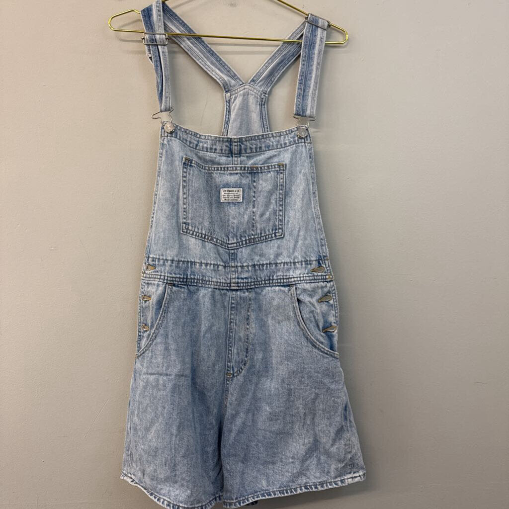 Levi Light Wash Denim Shorts Overalls Medium