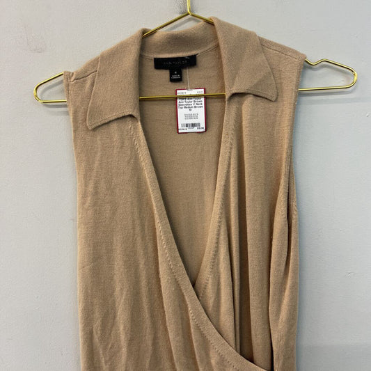 Ann Taylor Brown Sleeveless V Neck Top Medium