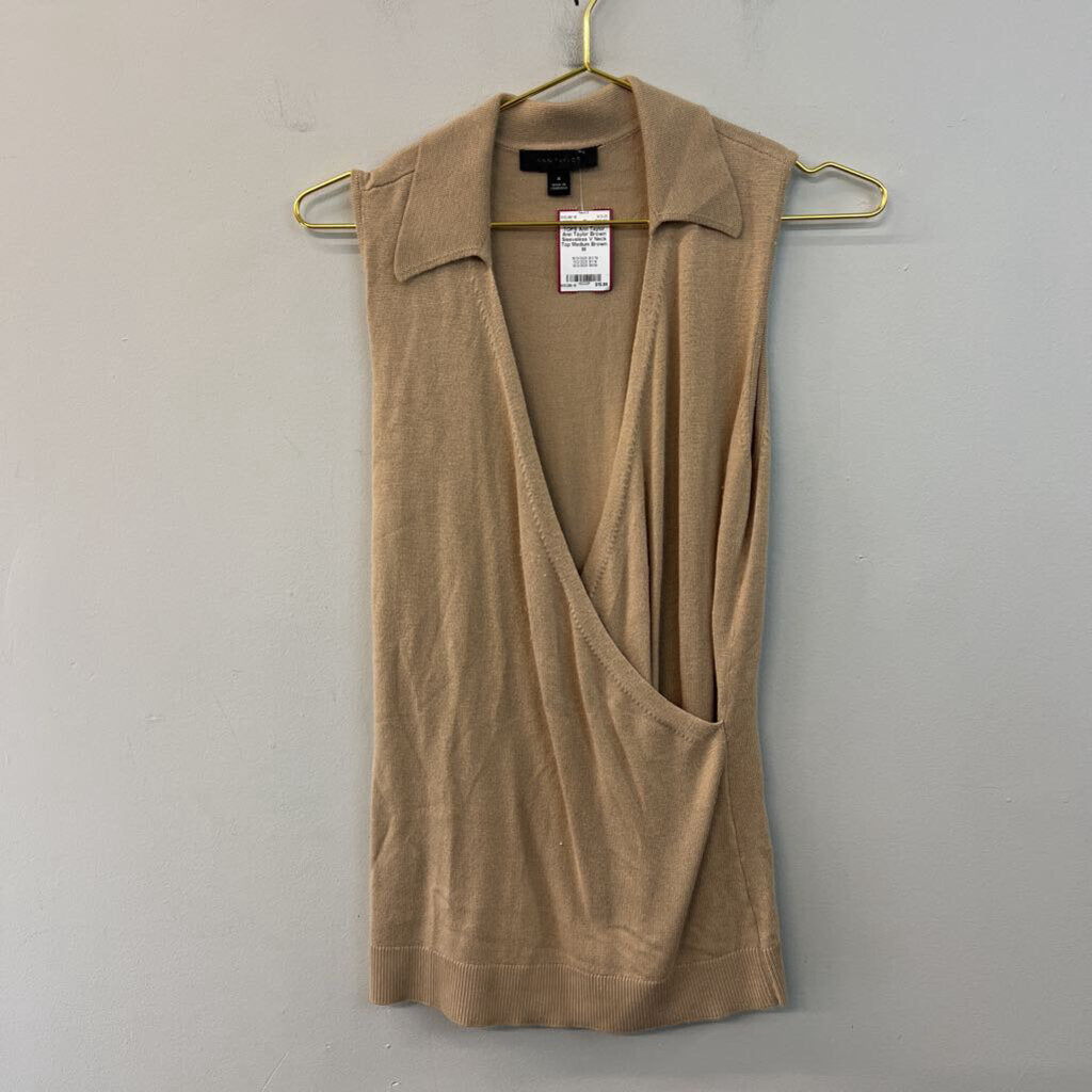 Ann Taylor Brown Sleeveless V Neck Top Medium