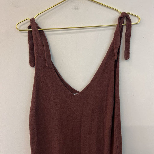 Zara Brown Knit Tie Strap Maxi Dress Medium