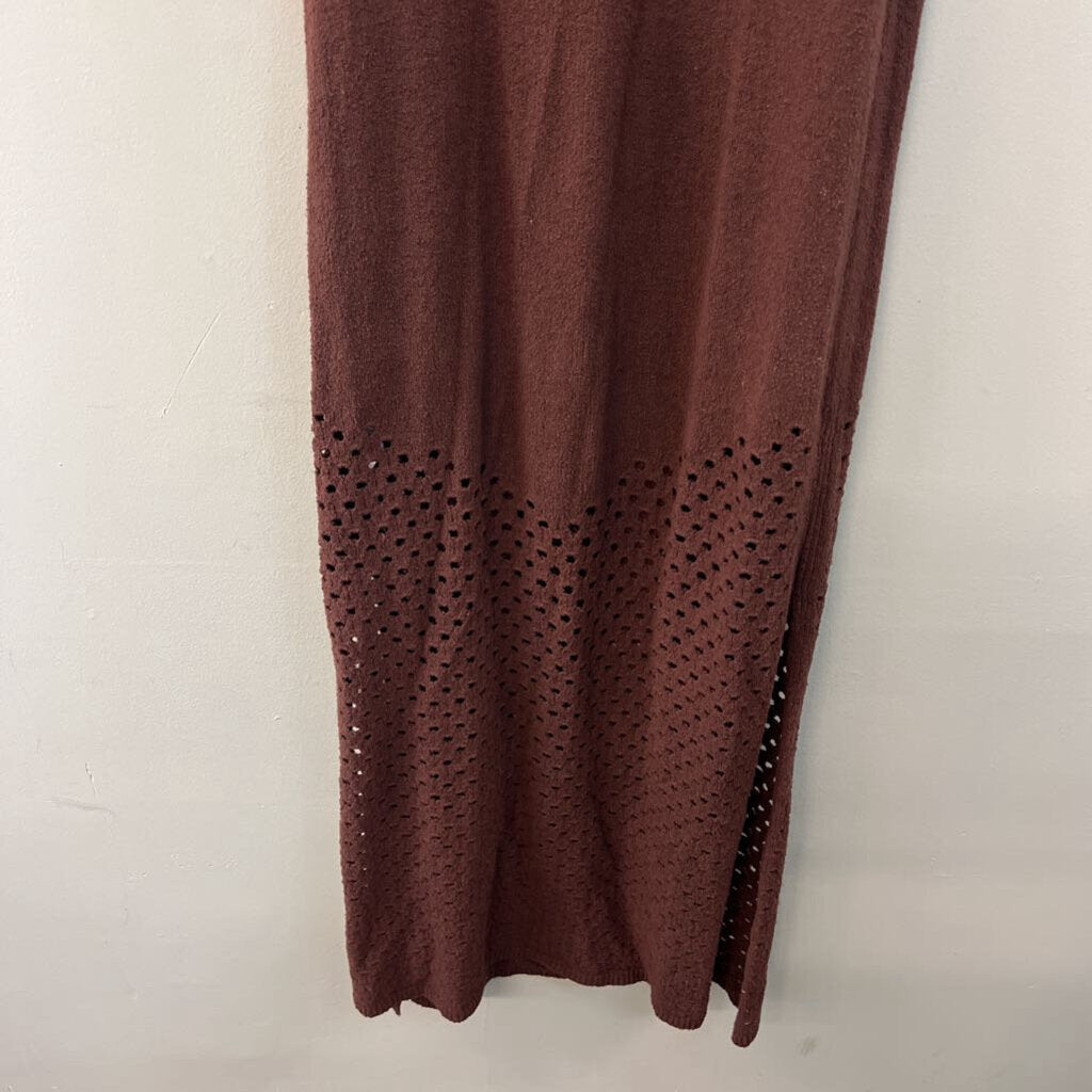 Zara Brown Knit Tie Strap Maxi Dress Medium